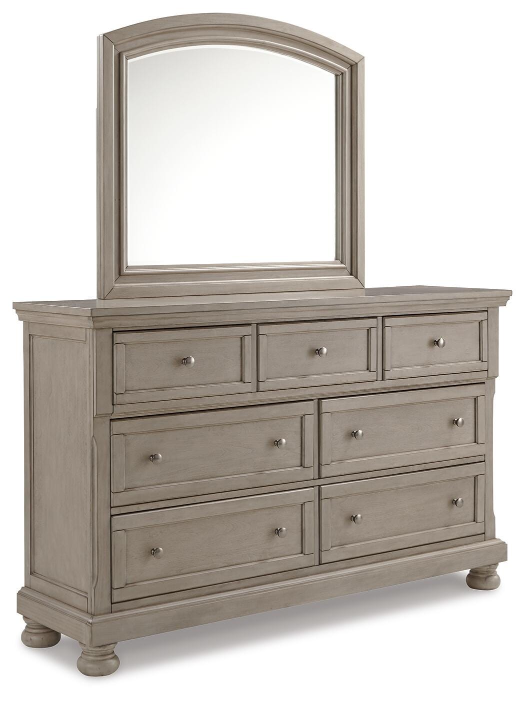 Lettner Panel Bed, Dresser and Mirror - Light Gray  (B733-SI) - Image 2