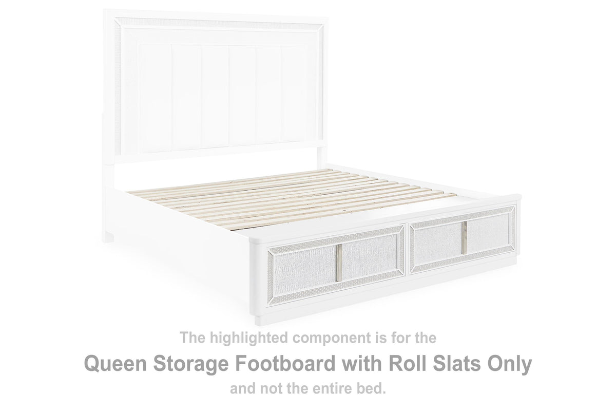 Chalanna Storage Footboard with Roll Slats - White  (B822-SI) - Image 2