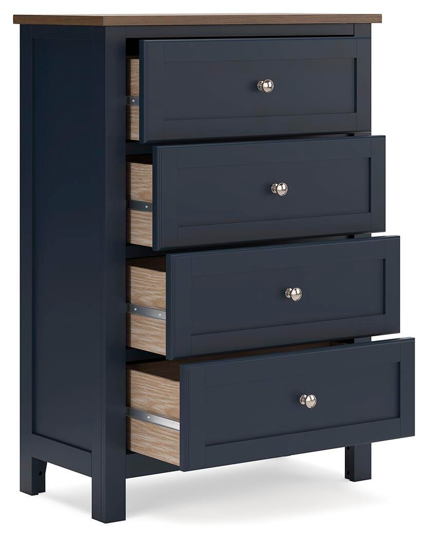 Landocken Panel Bed, Chest and Nightstand - Brown/Blue  (B414-SI) - Image 4