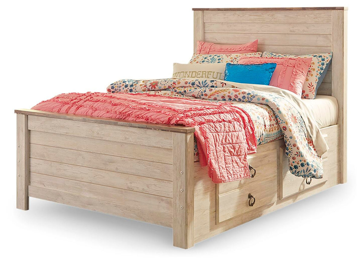 Willowton Panel Bed with Storage, Dresser and Mirror - Whitewash  (B267-SI) - Image 3