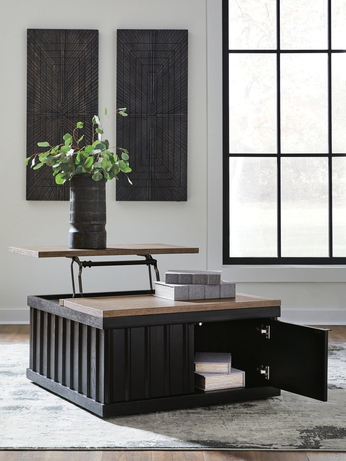 Rylandyn Lift-Top Coffee Table - Black/Light Brown  (T721-SI) - Image 6