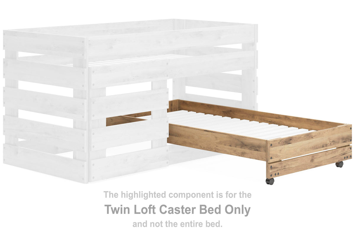 Larstin Loft Caster Bed (Youth) - Tan Brown  (EB2712-SI)
