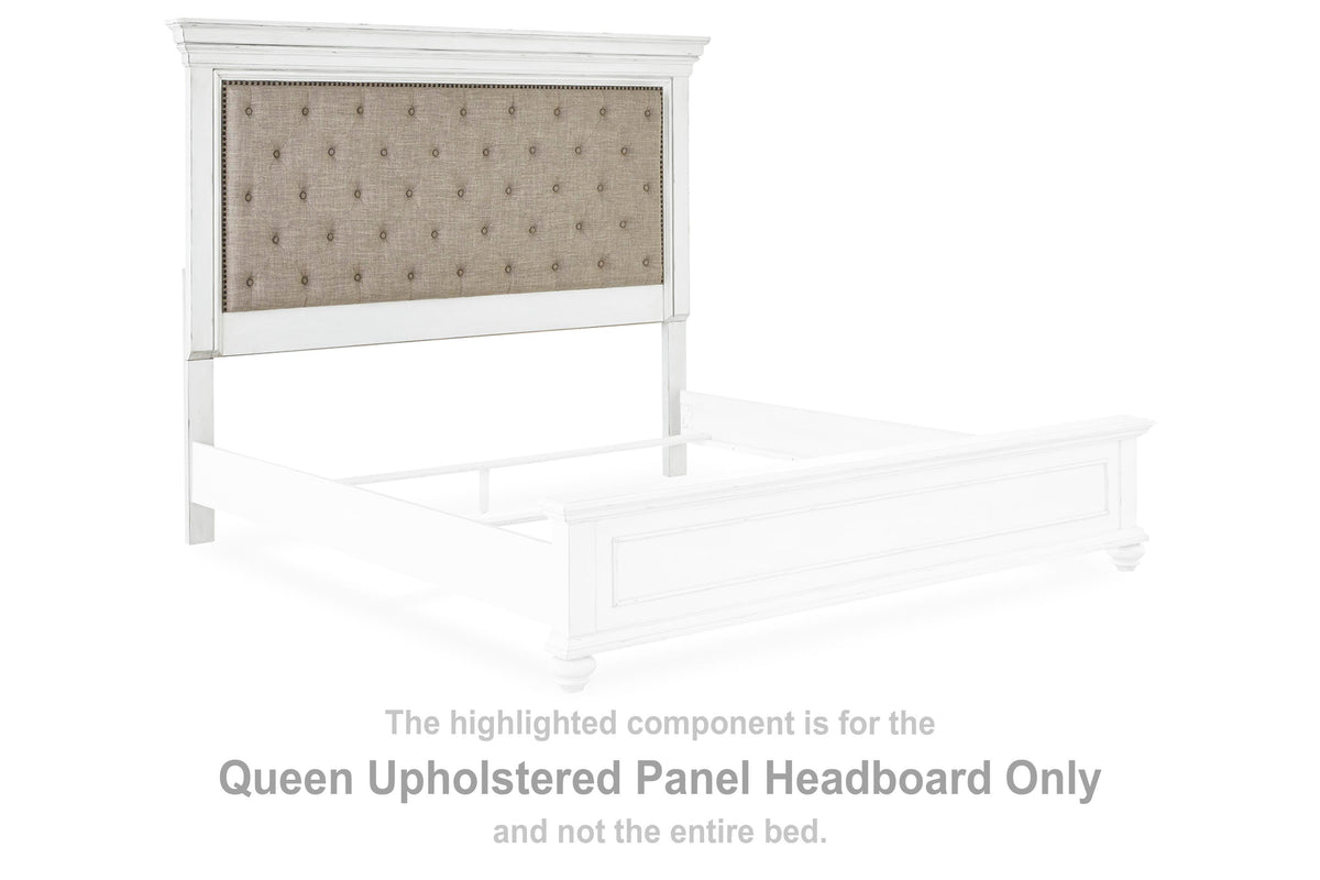Kanwyn Upholstered Panel Headboard - Whitewash  (B777-SI)