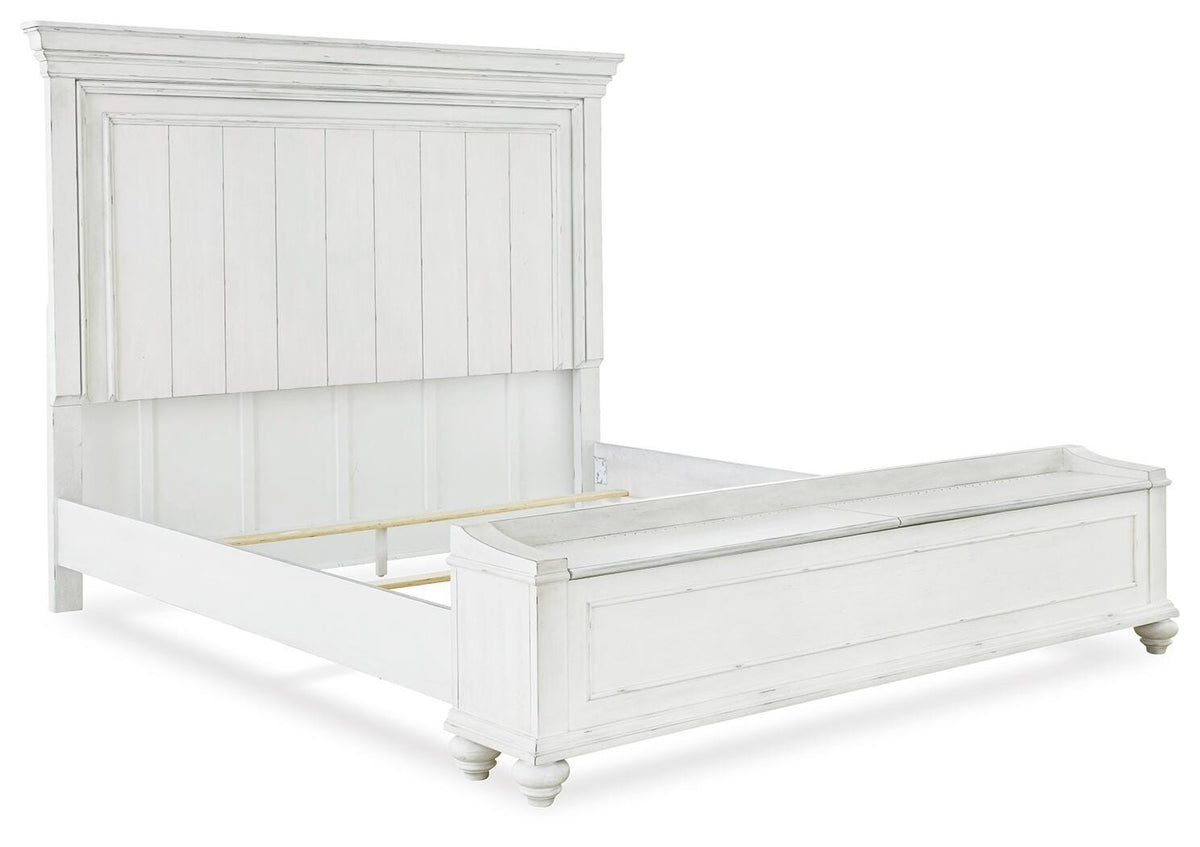 Kanwyn Panel Bed with Storage Bench - Whitewash  (B777-SI) - Image 3