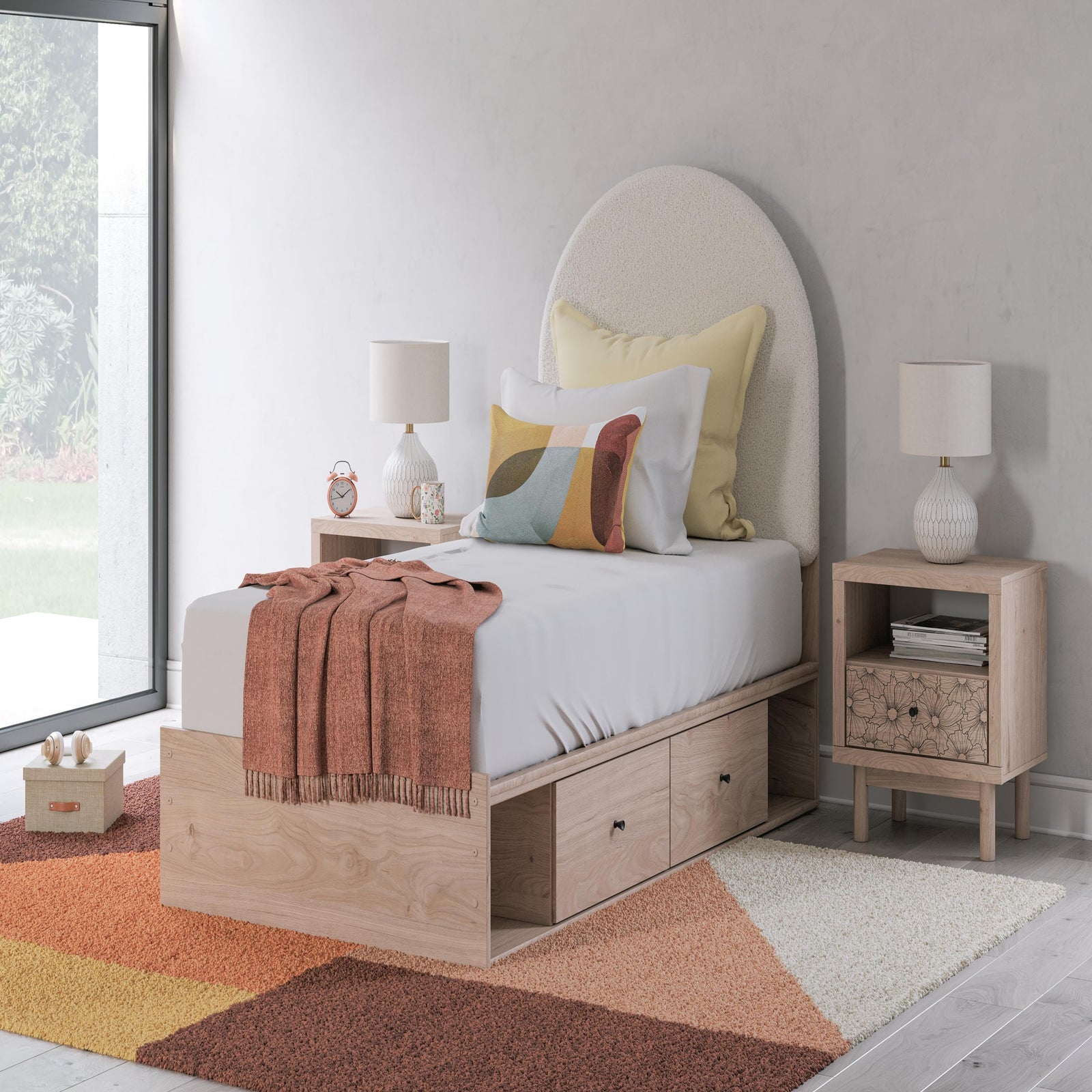 Arloster Twin Upholstered Panel Bed with Storage (PCB1566-SI) - Image 9