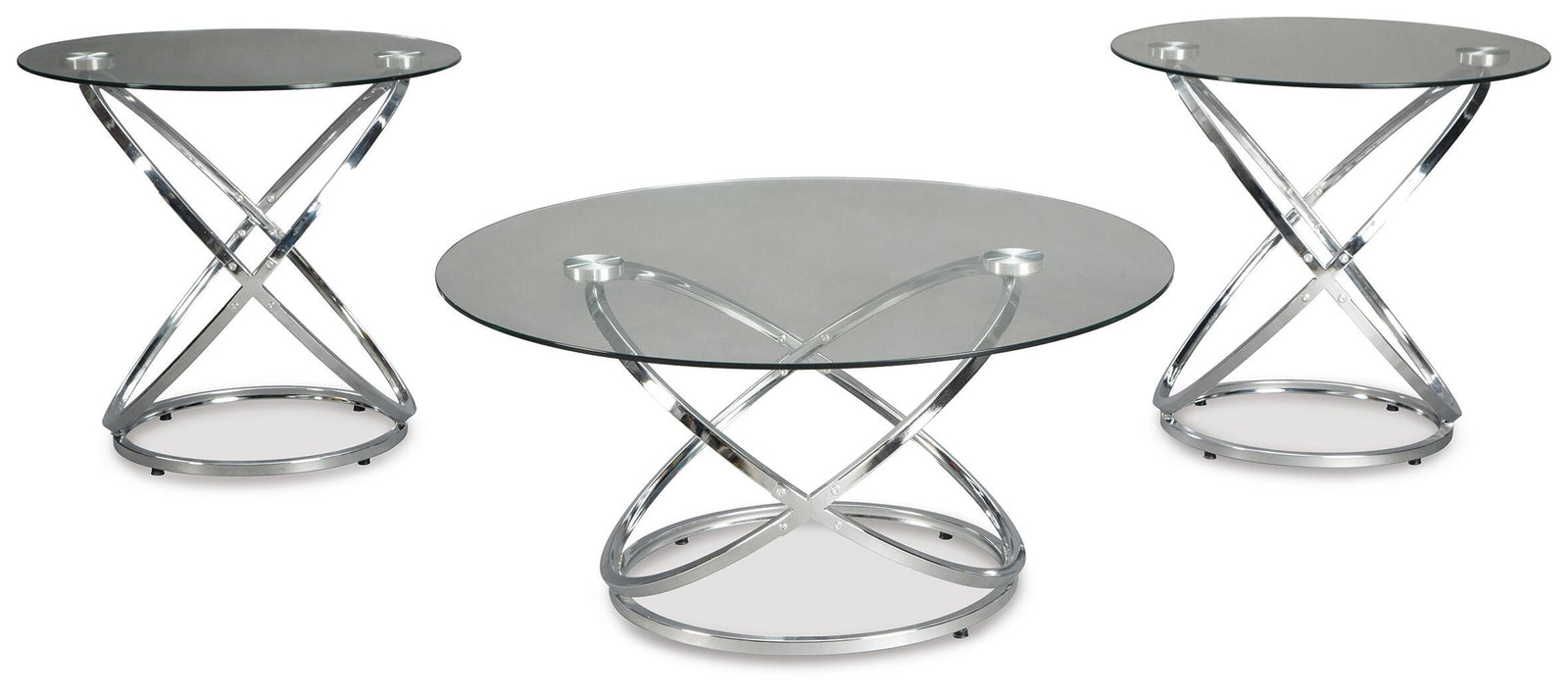 Hollynyx Table (Set of 3) - Chrome Finish  (T270-SI) - Image 2