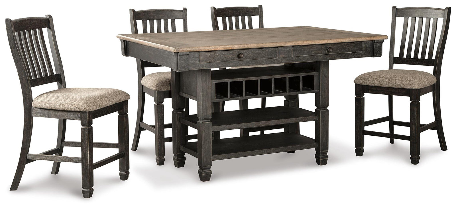 Tyler Creek Counter Height Dining Table and 4 Barstools with Server (D736-SI) - Image 3
