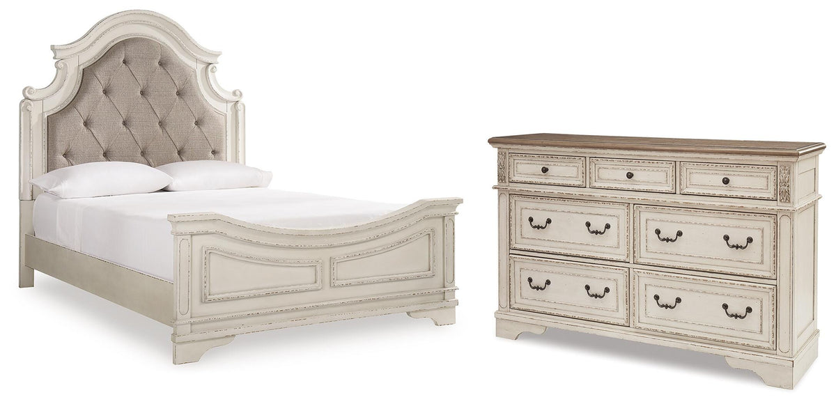 Realyn Panel Bed and Dresser - Two-tone  (B743-SI)