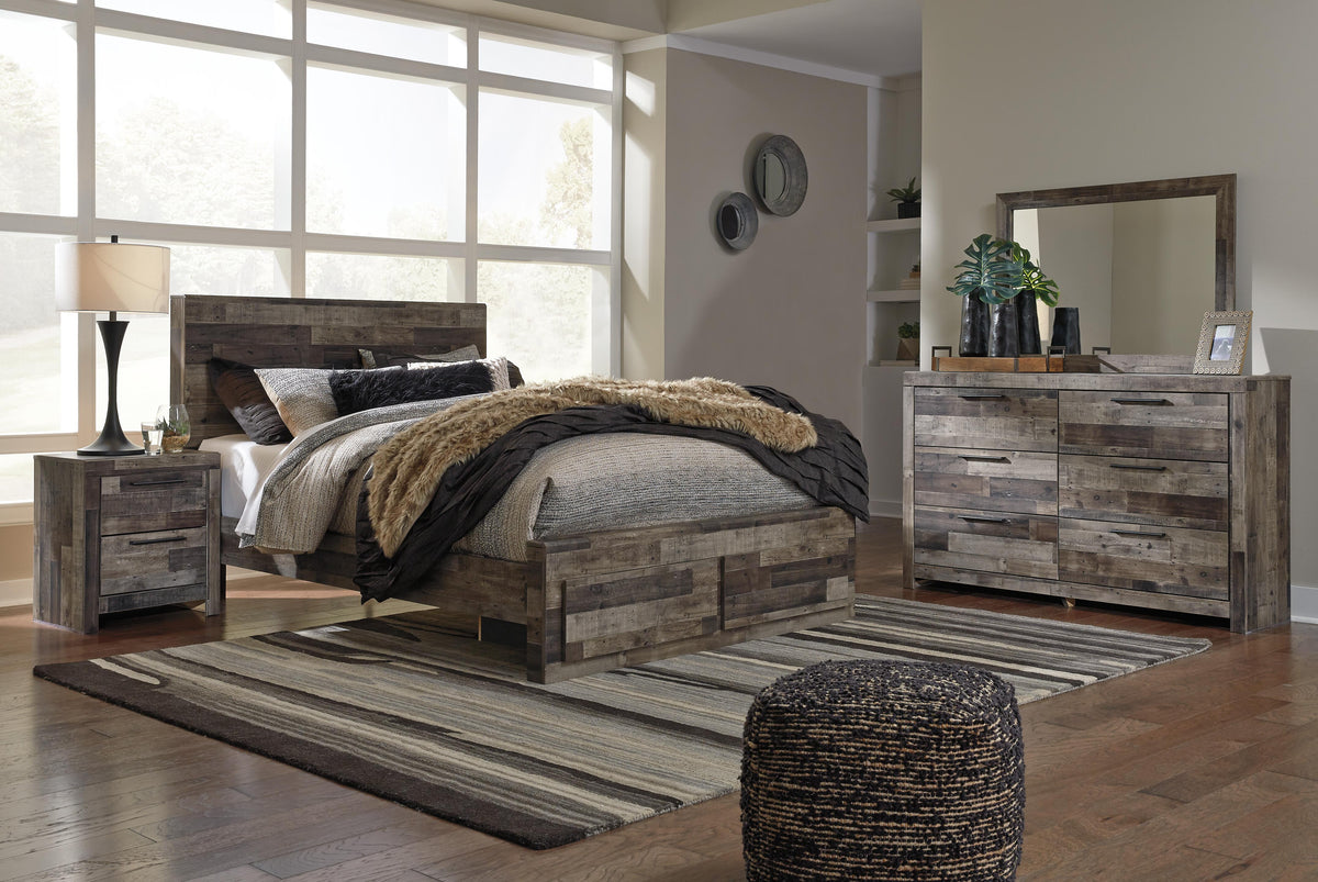 Derekson Panel Storage Bed with Mirrored Dresser and Nightstand - Multi Gray  (B200-SI) - Image 9