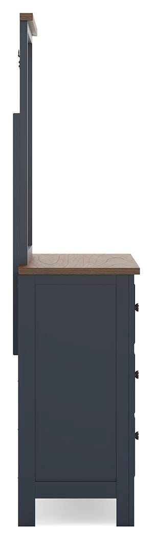 Landocken Panel Bed, Dresser and Mirror - Brown/Blue  (B414-SI) - Image 5