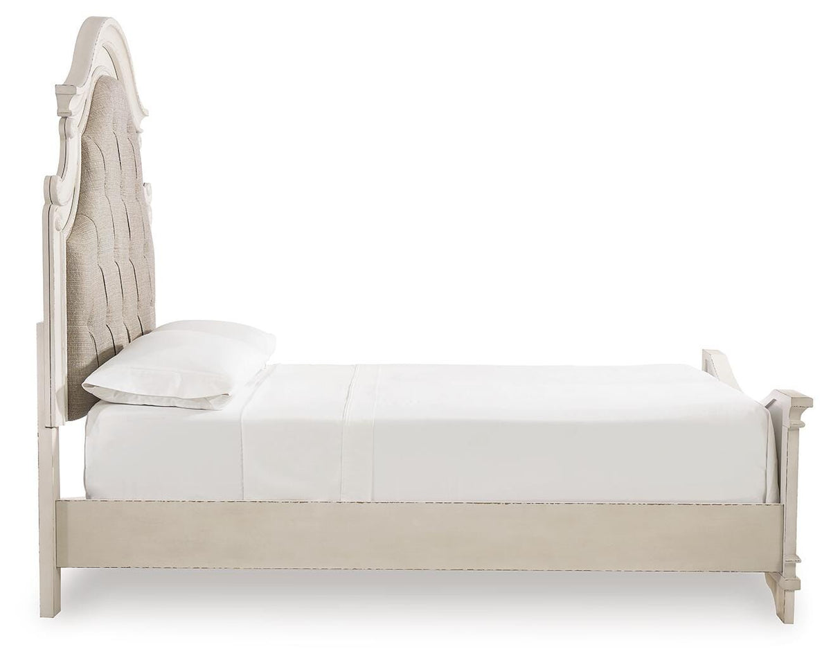 Realyn Upholstered Panel Bed, Dresser and Mirror - Two-tone  (B743-SI) - Image 6