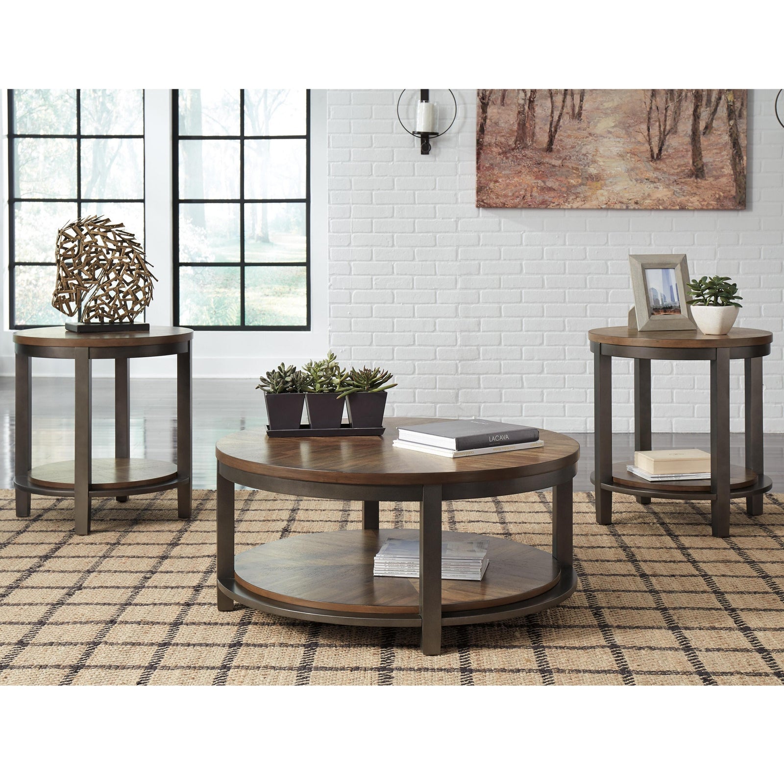 Roybeck Table (Set of 3) - Light Brown/Bronze  (T411-SI) - Image 3