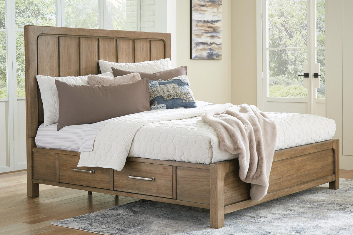 Cabalynn Panel Bed with Storage, Dresser and Mirror - Light Brown  (B974-SI) - Image 18