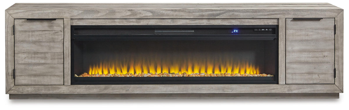 Naydell 92 TV Stand with Electric Fireplace (W996-SI)