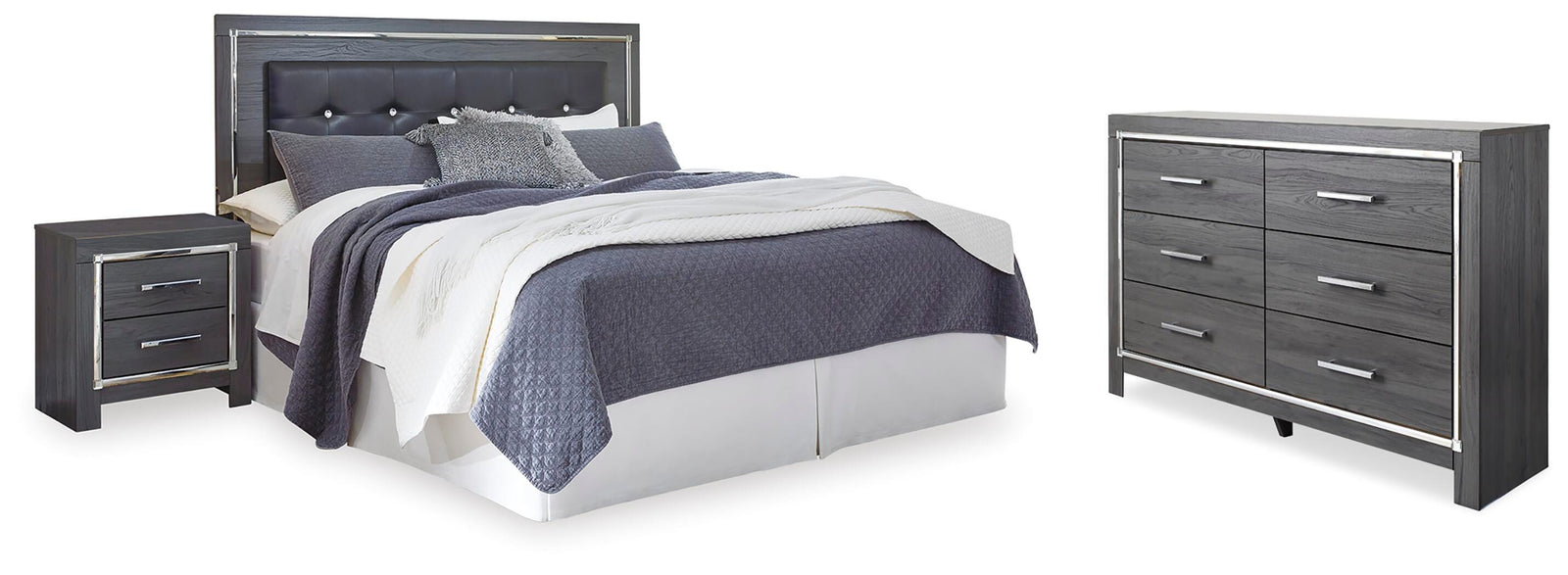 Lodanna King/Cal King Panel Headboard, Dresser and Nightstand - Gray  (B214-SI)
