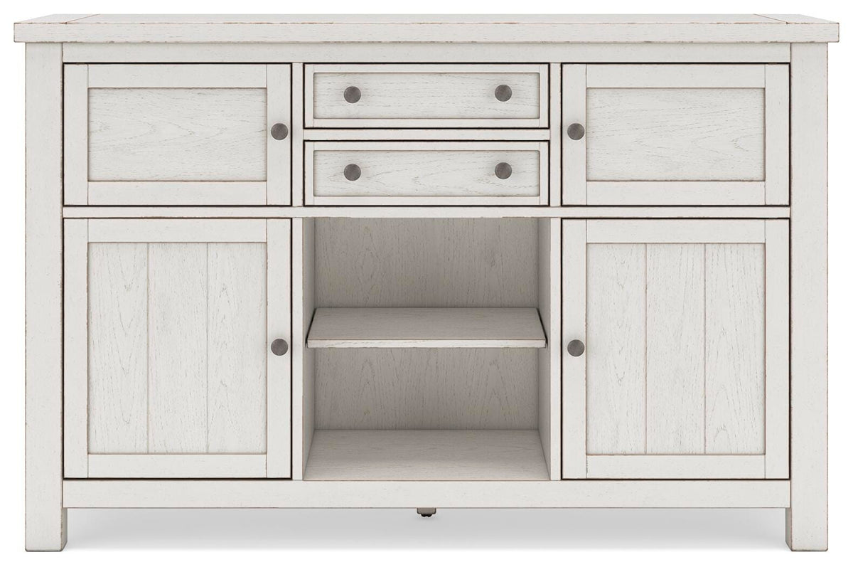 Robbinsdale Counter Height Dining Table, 2 Barstools, Bench and Server (D642-SI) - Image 18