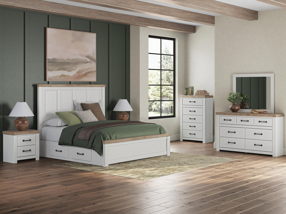 Savonport Full Panel Bed with Storage (Youth) - White/Brown  (B4615-SI)