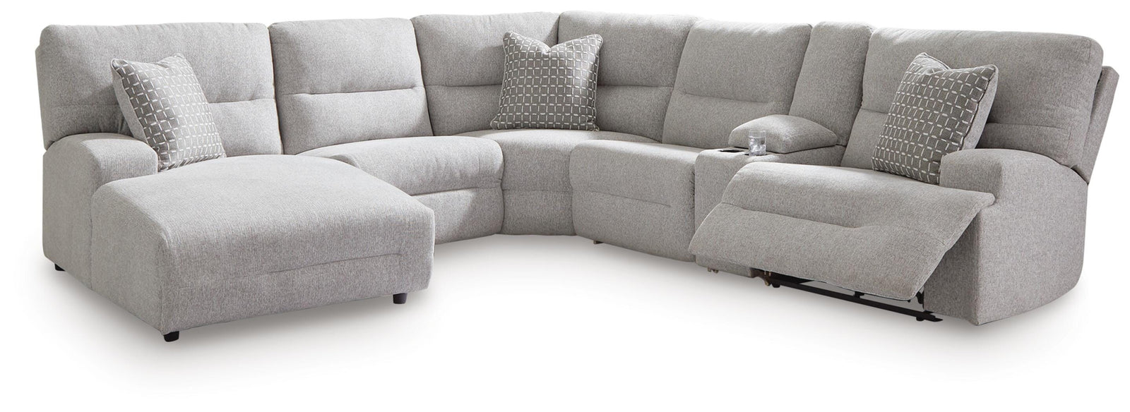 Acklen Place 6-Piece Power Reclining Sectional with Chaise (93605-SI)