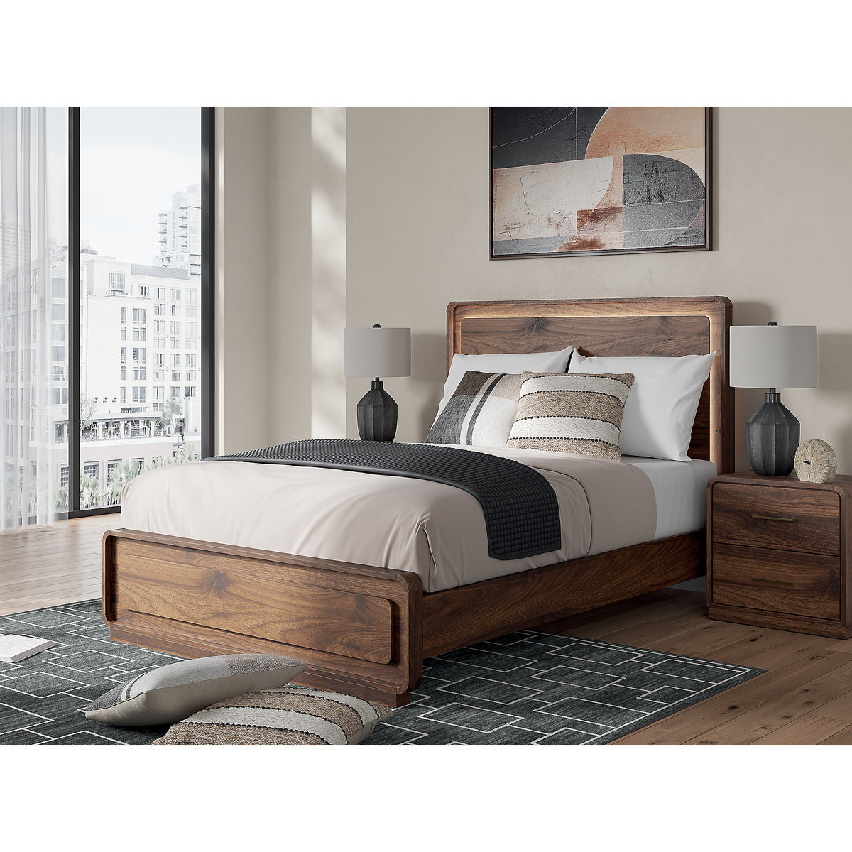 Fortlorn Queen Panel Bed, Dresser, Chest and 2 Nightstands (PCB386-SI) - Image 35