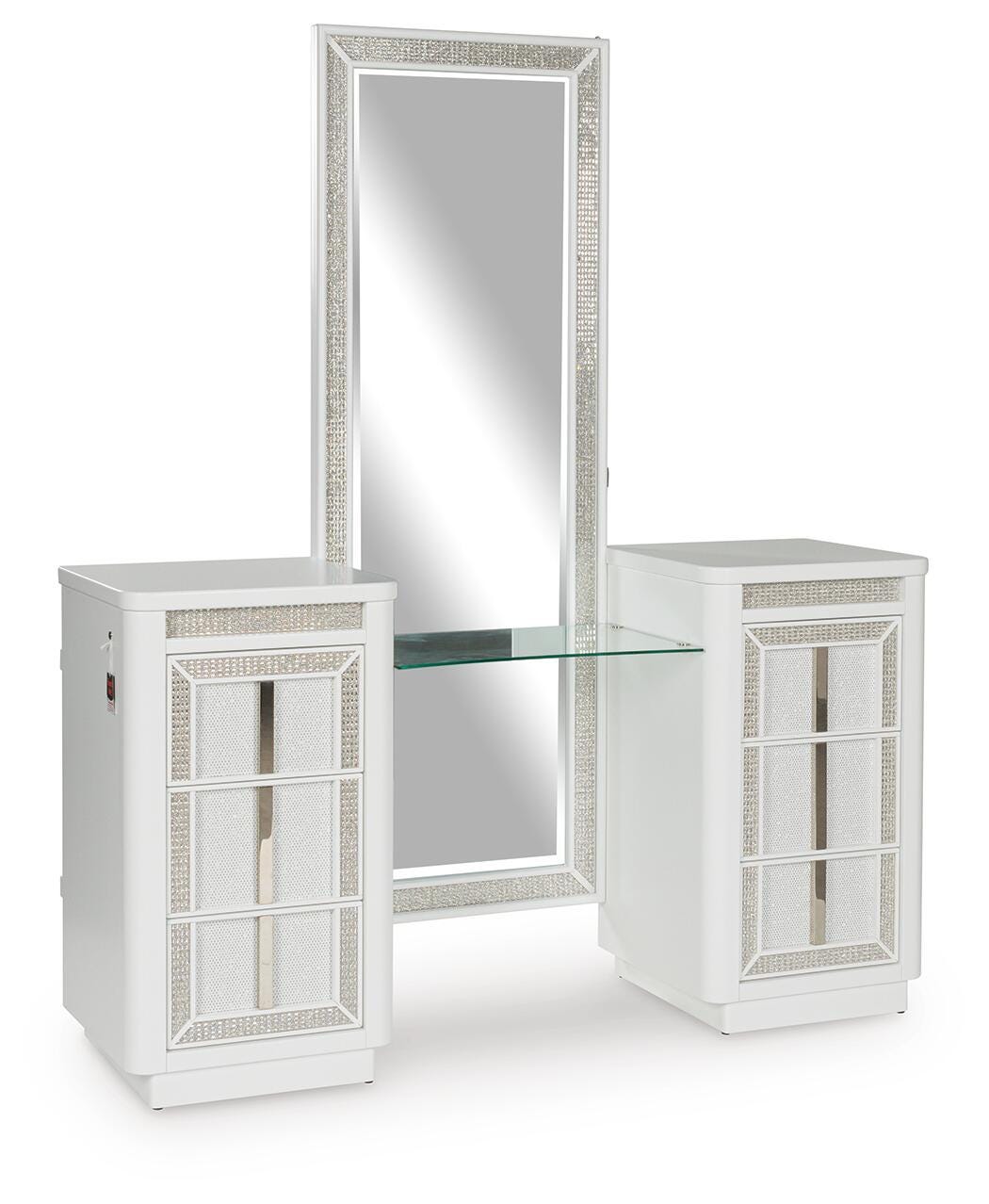 Chalanna Vanity with Mirror (Youth) - White  (B822-SI)
