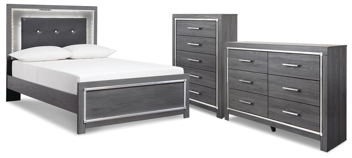 Lodanna Panel Bed, Dresser and Chest - Gray  (B214-SI)