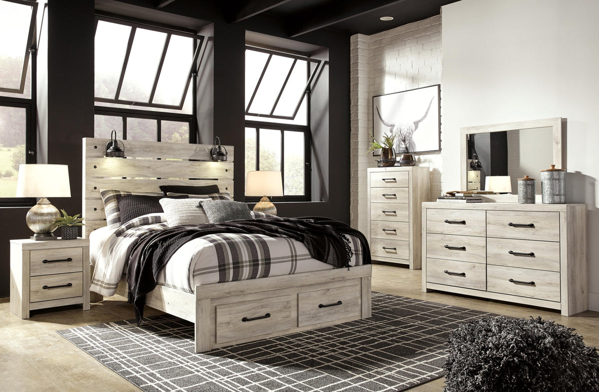 Cambeck Panel Bed with 2 Storage Drawers - Whitewash  (B192-SI) - Image 6