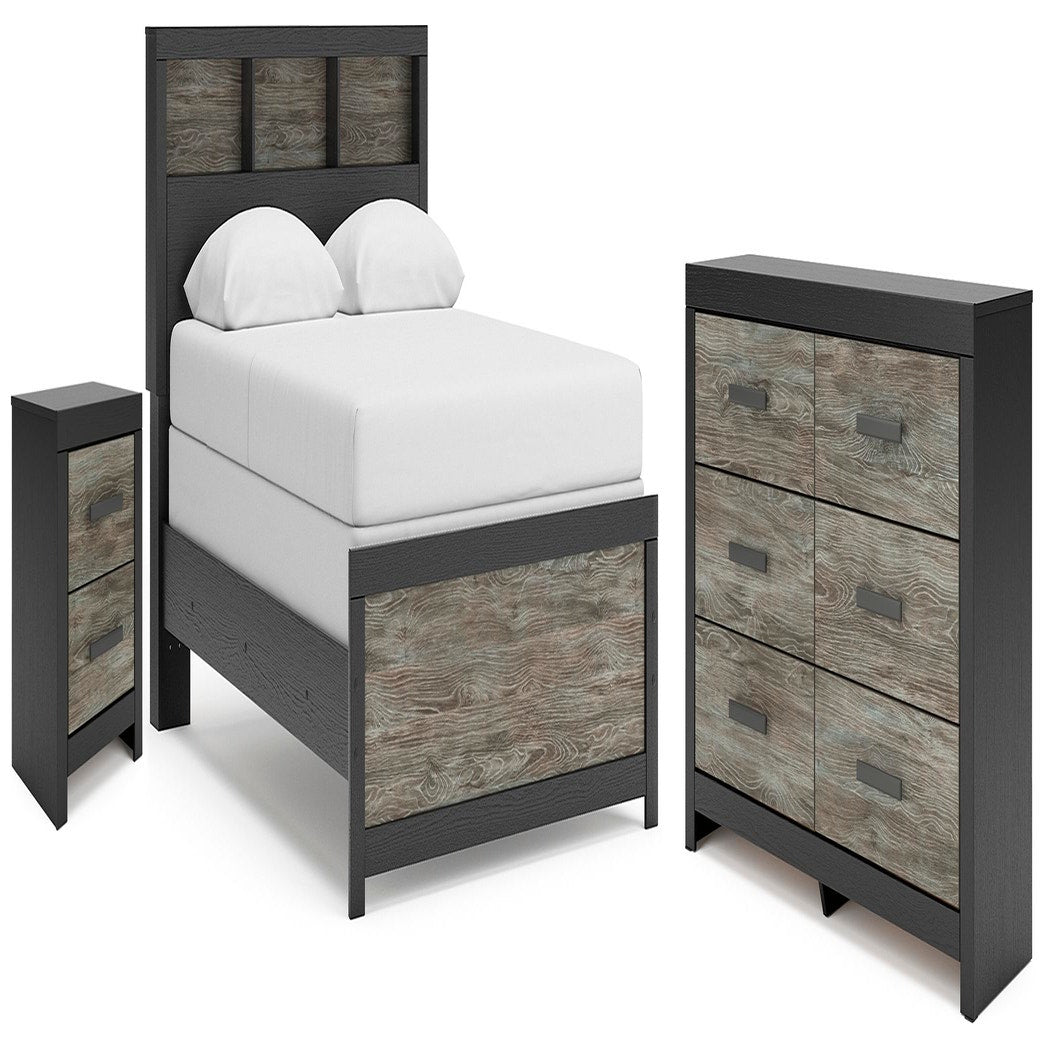 Broachmyn Queen Bookcase Panel Bed, Dresser and Nightstand (PCB1118-SI)
