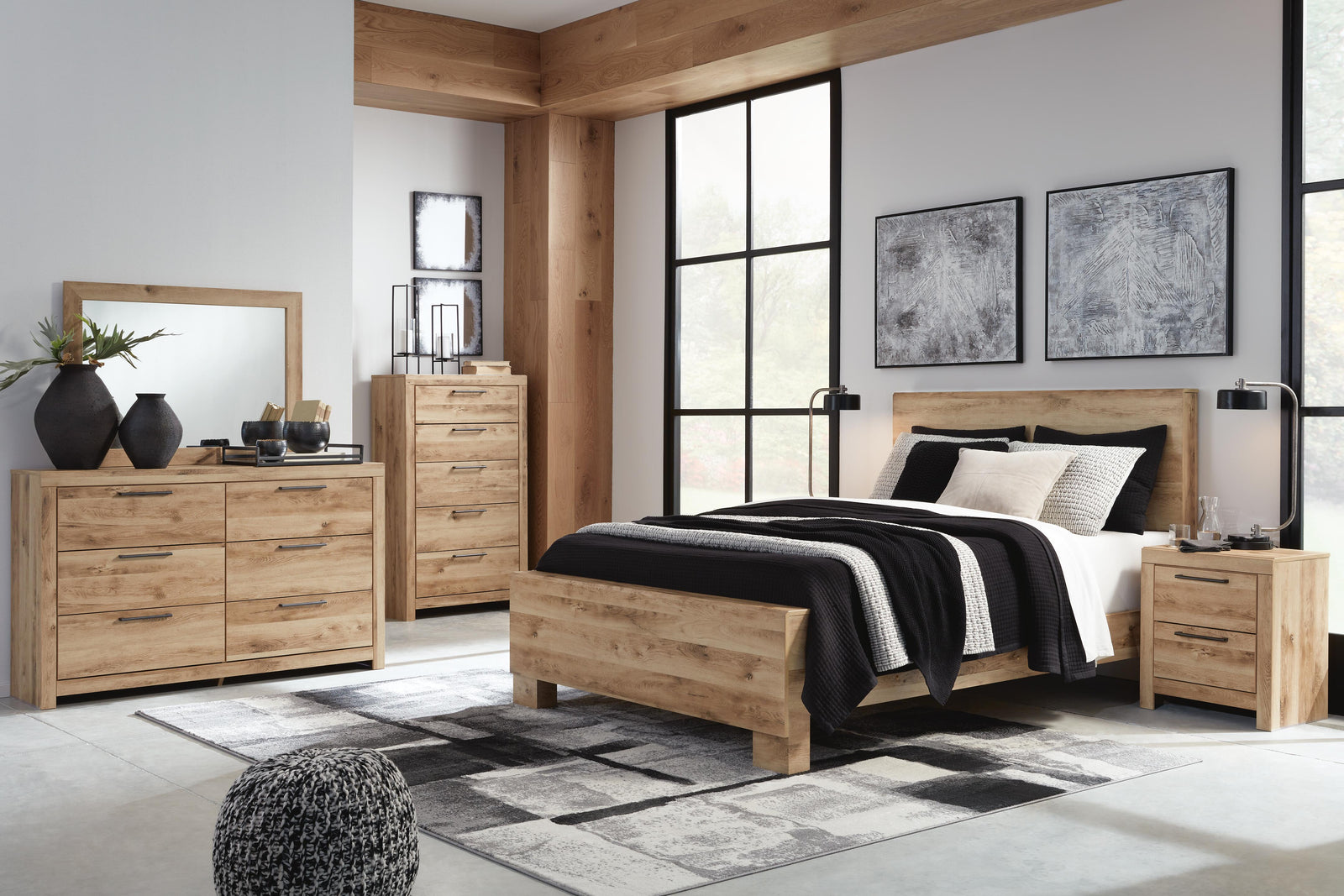 Hyanna Panel Bed, Dresser, Mirror, and Nightstand - Tan Brown  (B1050-SI) - Image 13