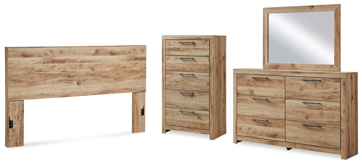 Hyanna Panel Headboard, Dresser, Mirror and Chest - Tan Brown  (B1050-SI)