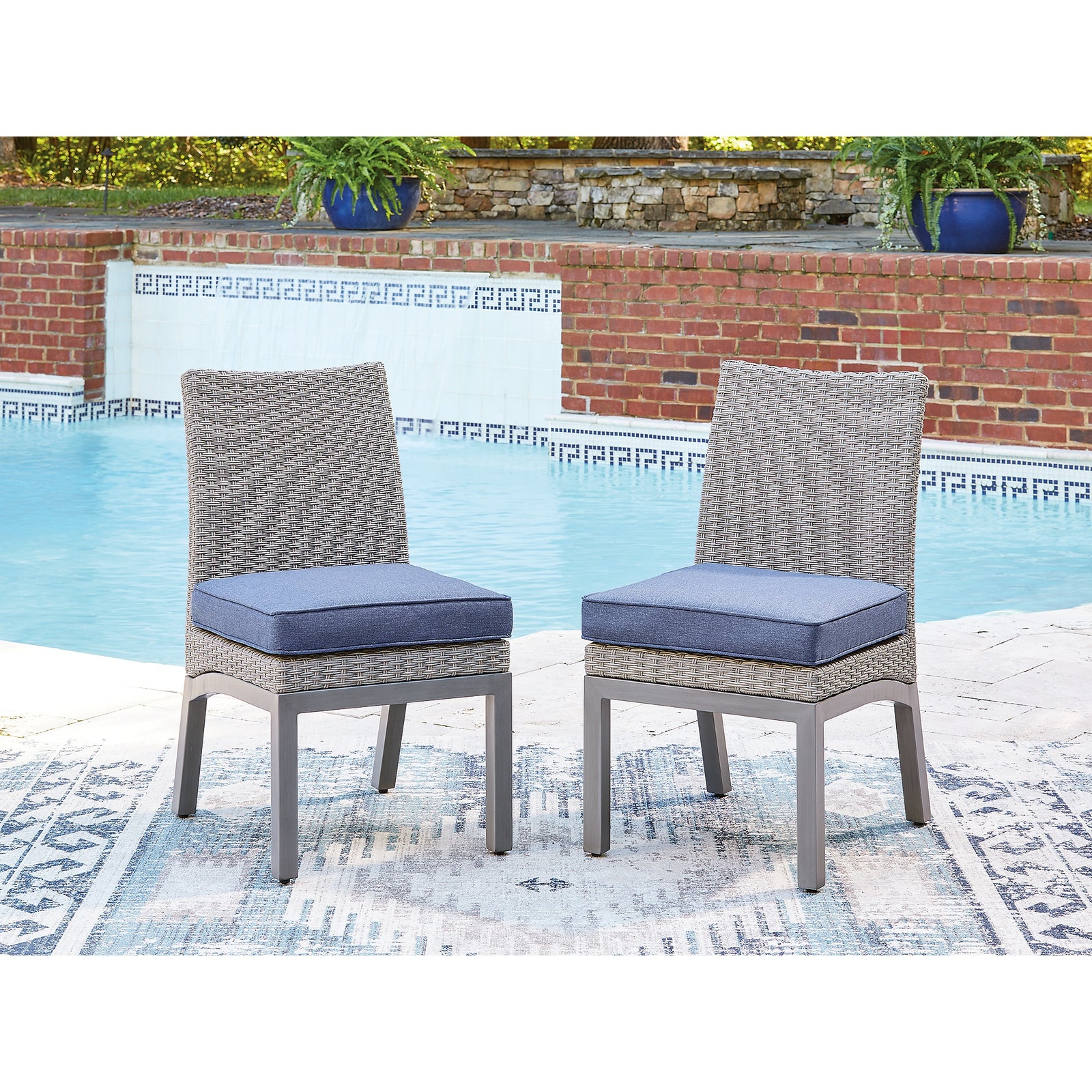 Half Moon Beach Outdoor Side Chair with Cushion (Set of 2) (PCP418-SI) - Image 2