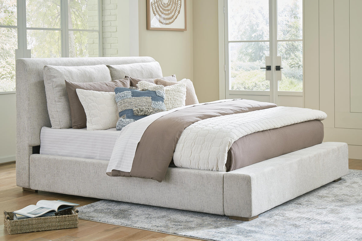 Cabalynn Upholstered Bed, Dresser and Mirror - Light Brown  (B974-SI) - Image 17