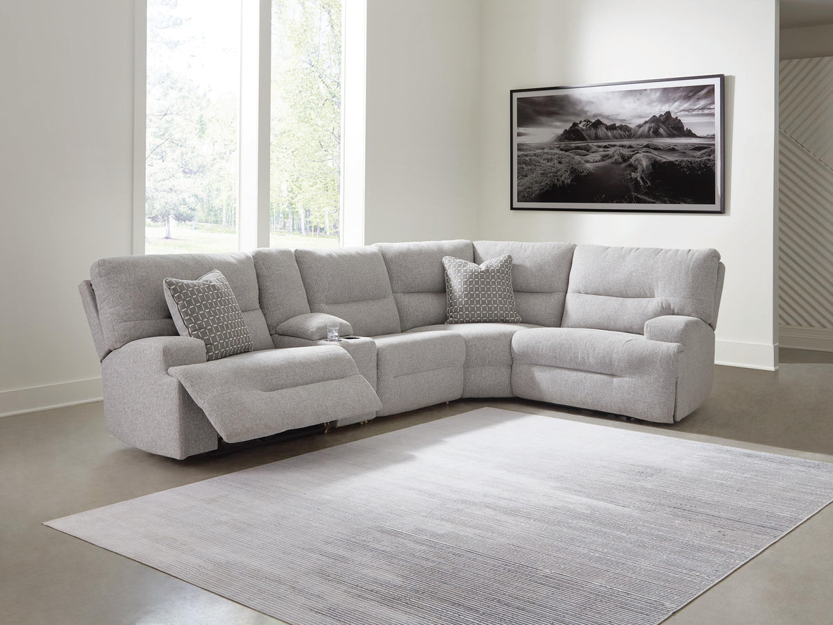 Acklen Place 5-Piece Power Reclining Sectional with Storage Console (93605-SI) - Image 2
