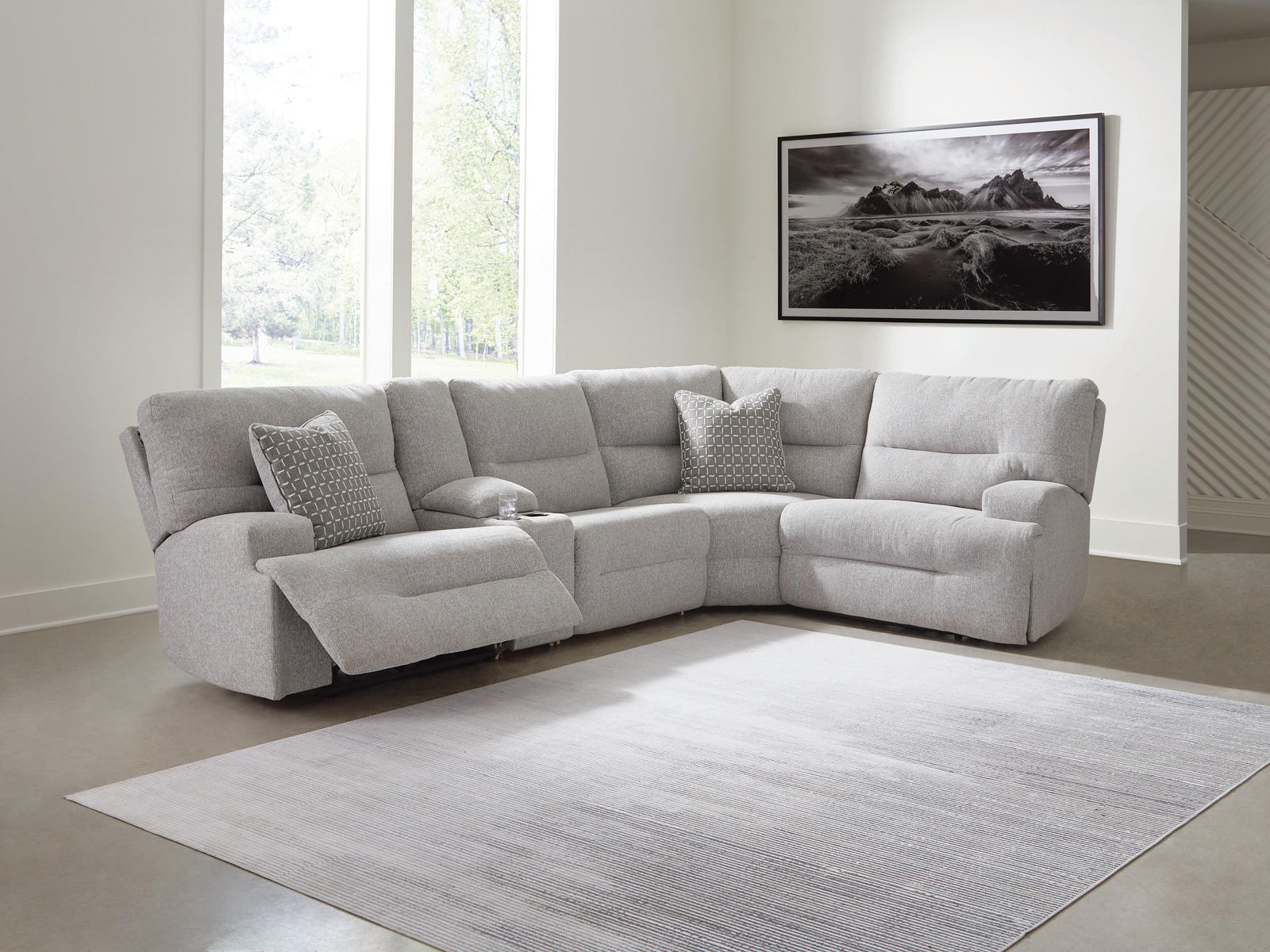 Acklen Place 5-Piece Power Reclining Sectional with Storage Console (93605-SI) - Image 2