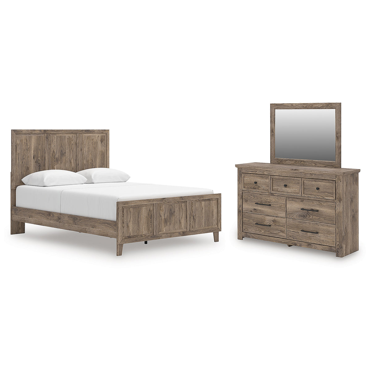 Rusticott Queen Panel Bed, Dresser and Mirror (PCB2260-SI)