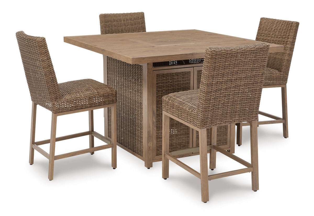 Walton Bridge Outdoor Bar Table and 4 Barstools (P749-SI)
