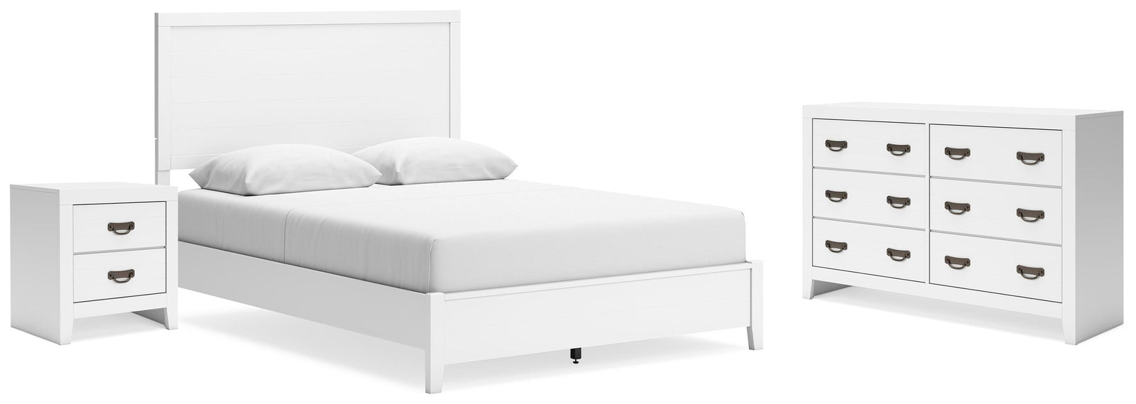 Binterglen Panel Bed, Dresser and Nightstand - White  (B427-SI)