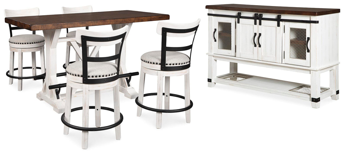 Valebeck Counter Height Dining Table, 4 Barstools and Server (D546-SI) - Image 2