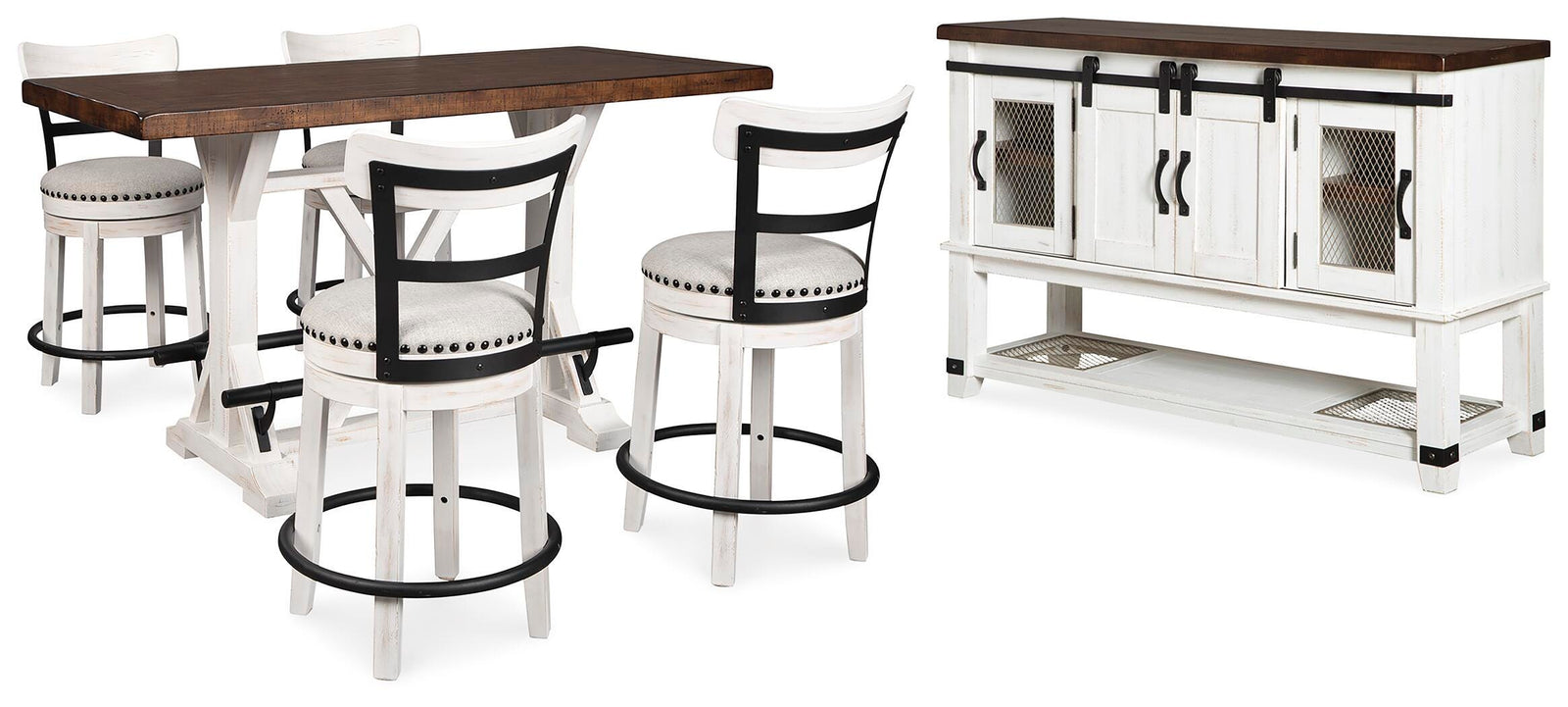 Valebeck Counter Height Dining Table, 4 Barstools and Server (D546-SI) - Image 2