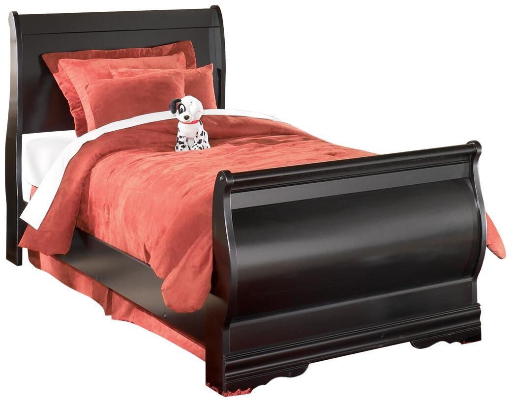 Huey Vineyard Sleigh Bed with Dresser and Mirror - Black  (B128-SI) - Image 3