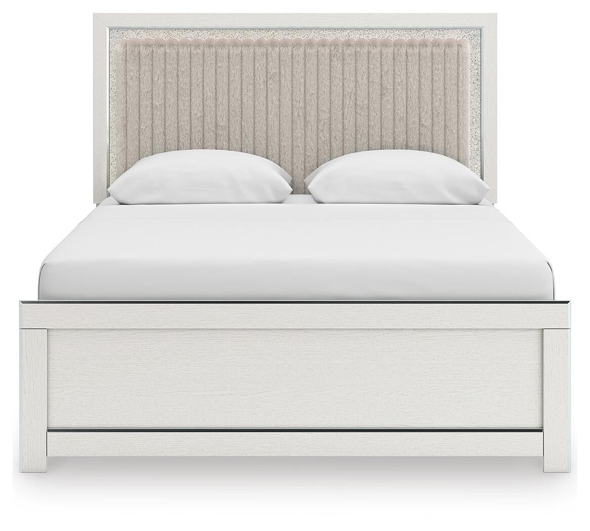Zuraleus Queen Upholstered Platform Bed, Dresser, Mirror and Nightstand (PCB3381-SI) - Image 9