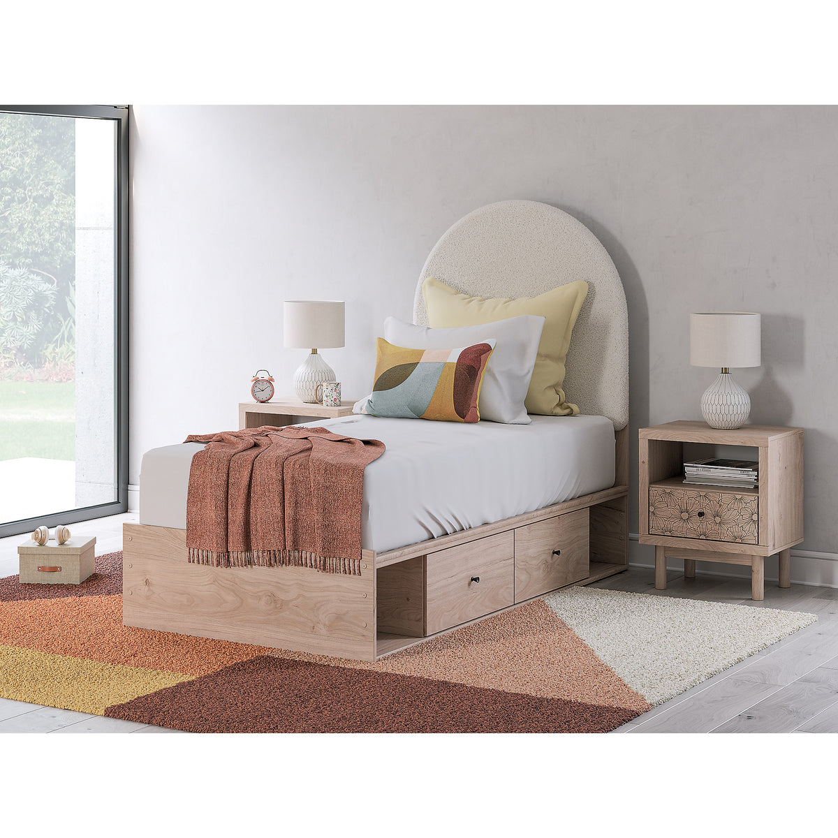 Arloster Twin Upholstered Panel Bed with Storage (PCB1566-SI) - Image 10
