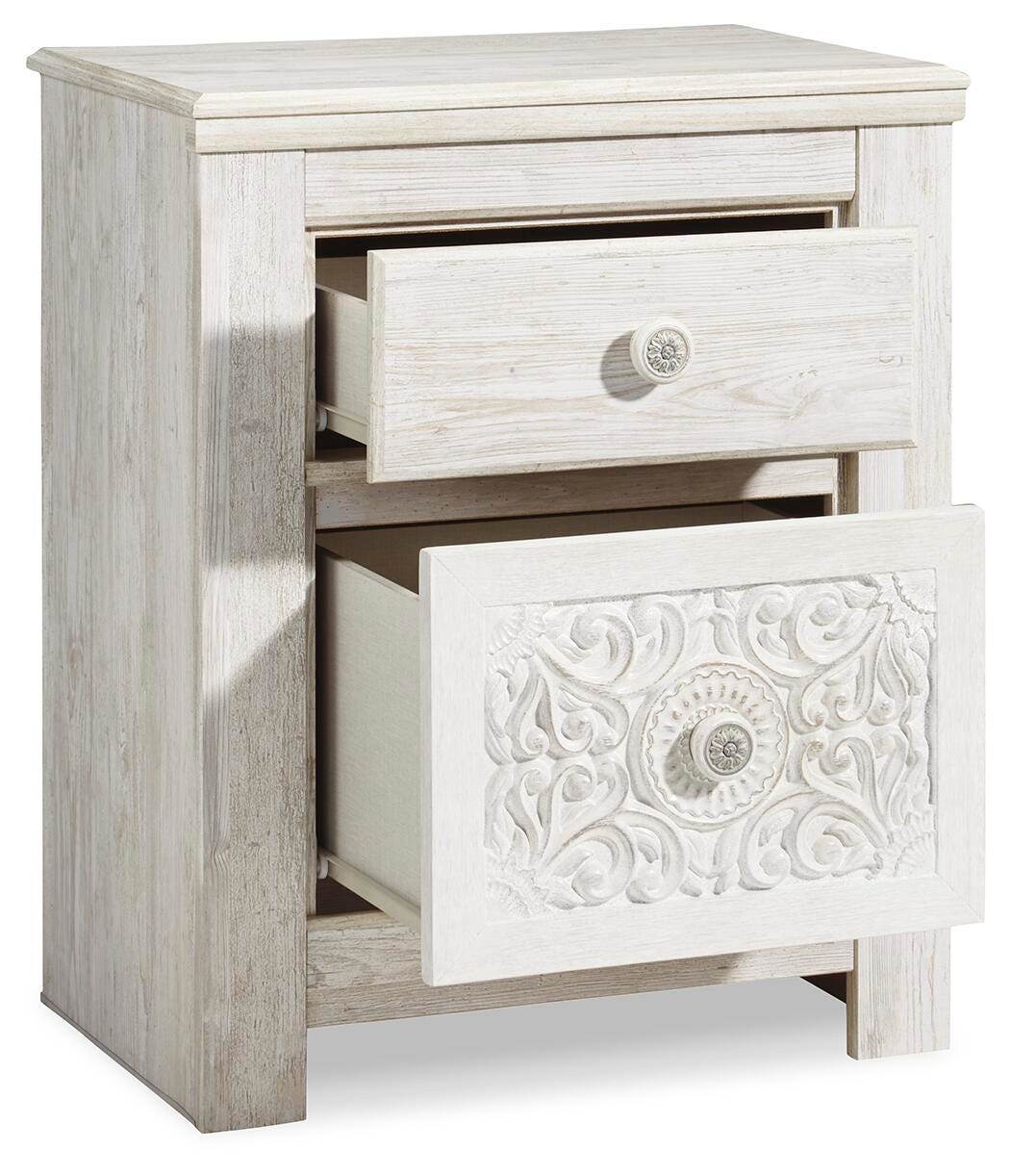 Paxberry Panel Bed, Dresser, Mirror, Chest and Nightstand - Whitewash  (B181-SI) - Image 13