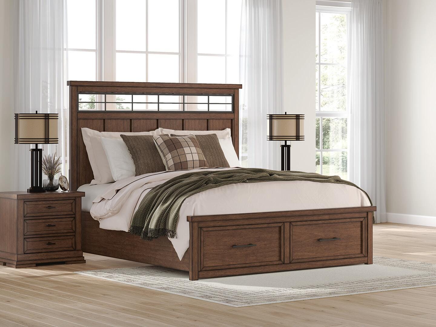 Taffenbrook Panel Storage Bed - Medium Brown  (B849-SI) - Image 2