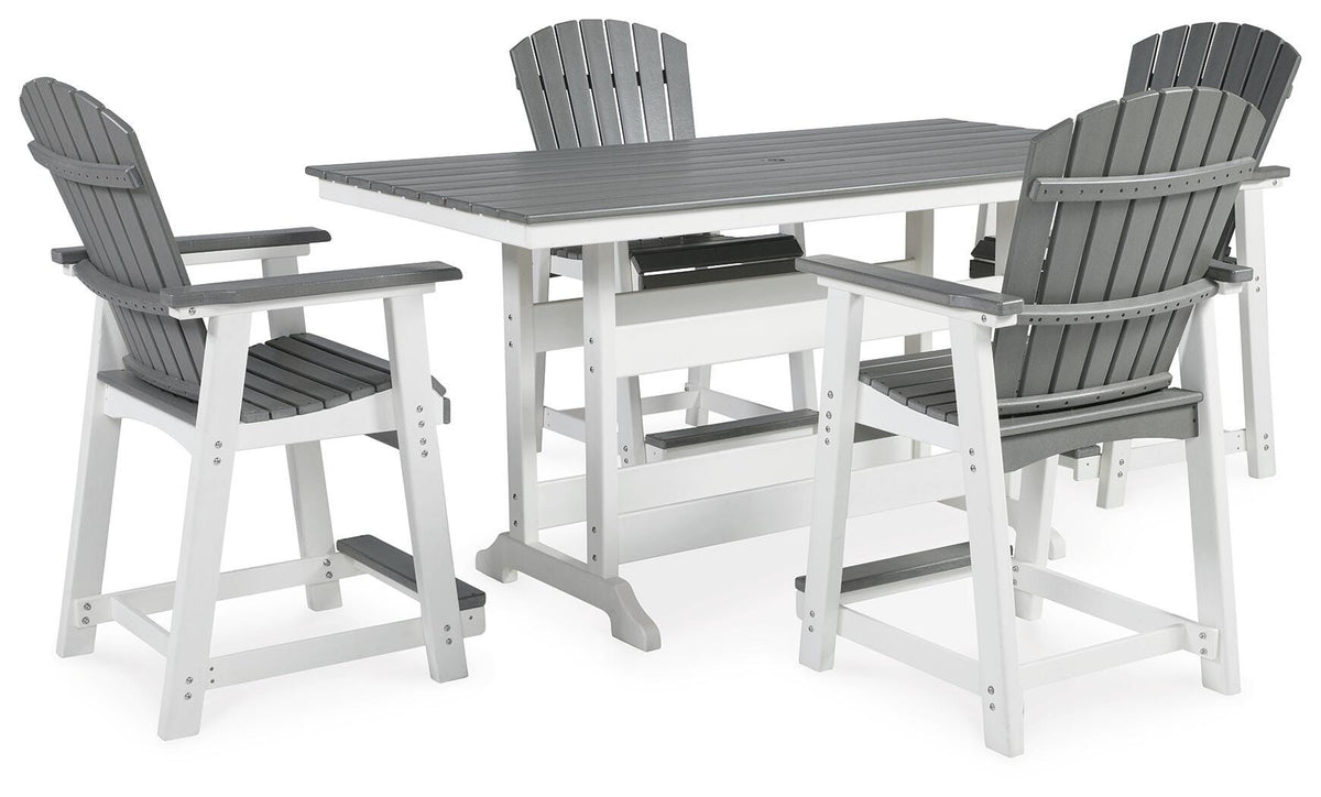 Transville Outdoor Counter Height Dining Table with 4 Barstools (P210-SI)