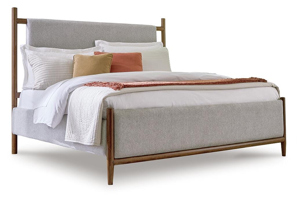 Lyncott Upholstered Bed, Dresser, Mirror and 2 Nightstands (B615-SI) - Image 5