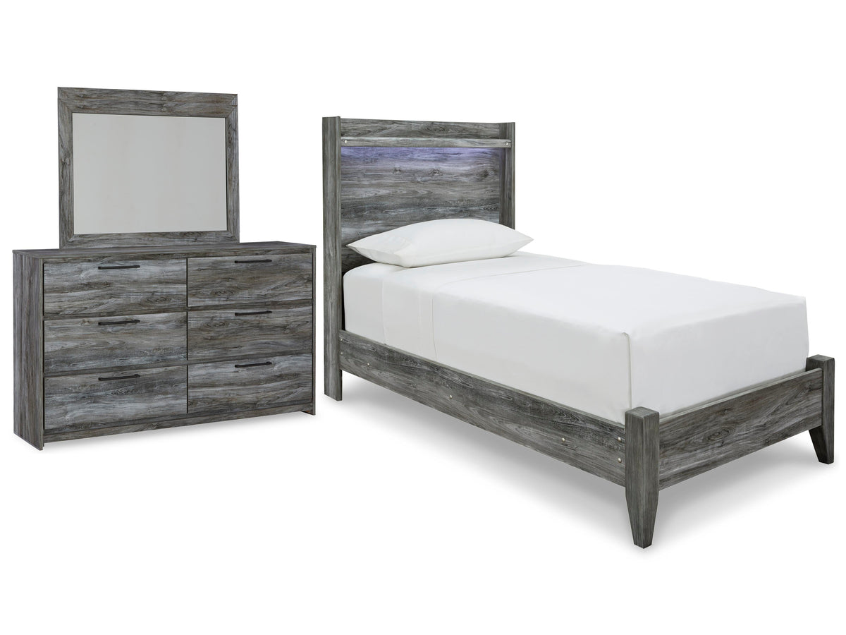 Baystorm Panel Bed, Dresser and Mirror - Gray  (B221-SI)