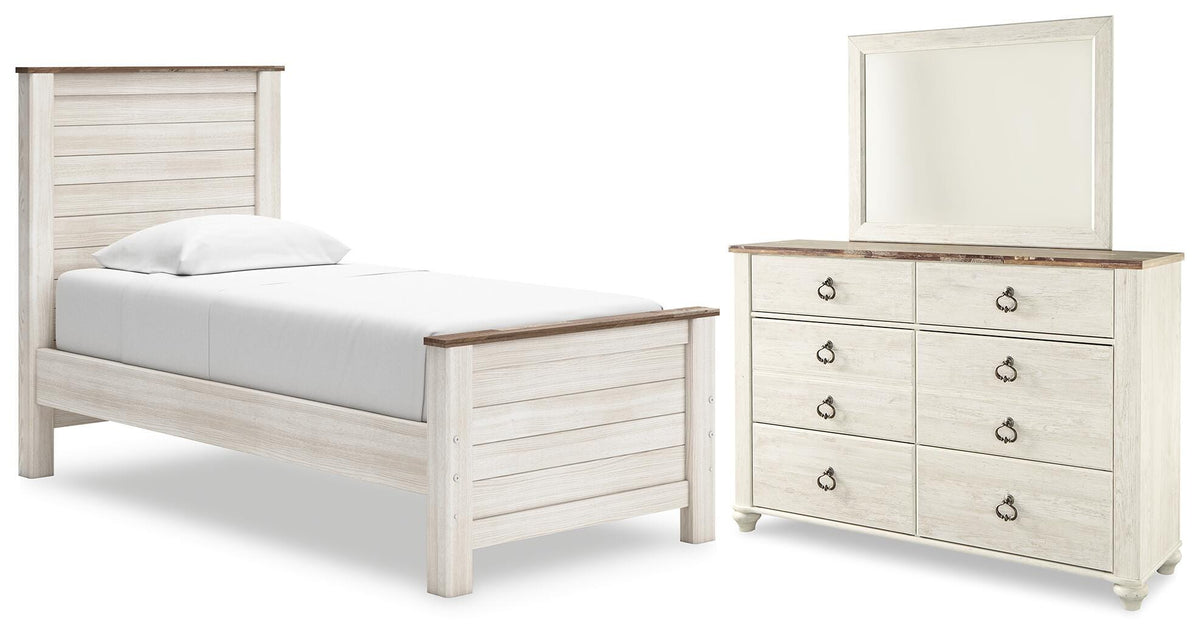 Willowton Panel Bed, Dresser and Mirror (B267-SI)