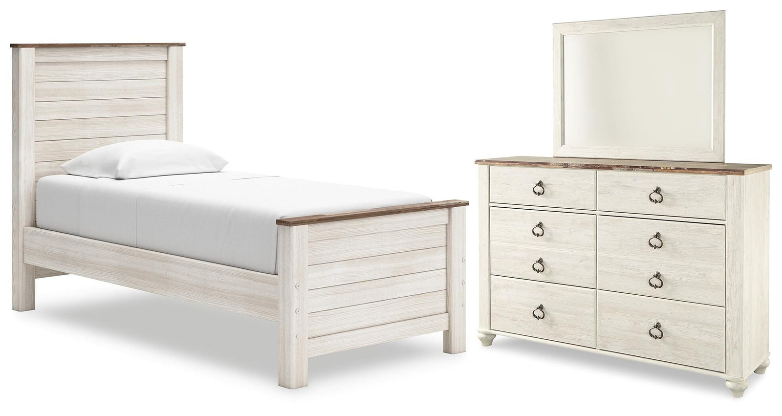 Willowton Panel Bed, Dresser and Mirror (B267-SI)