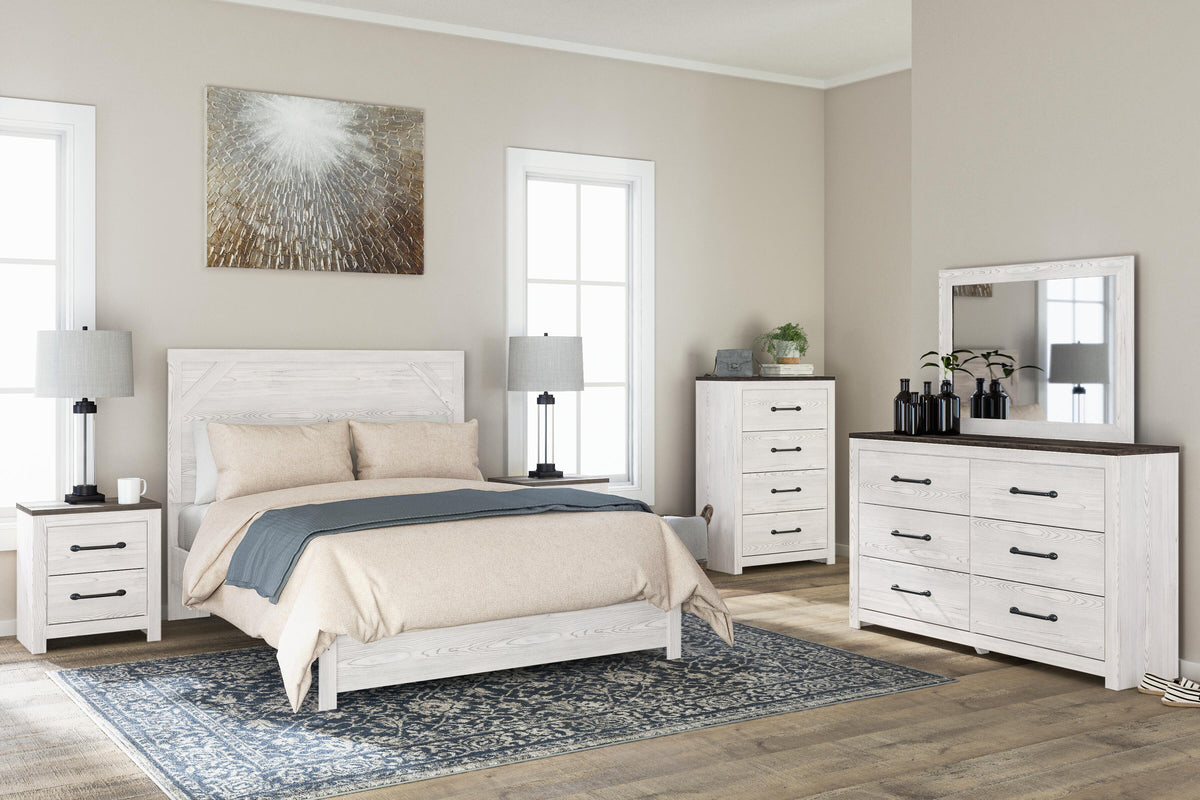 Gerridan Panel Bed with Dresser and Mirror, Chest and 2 Nightstands - White/Gray  (B1190-SI) - Image 5