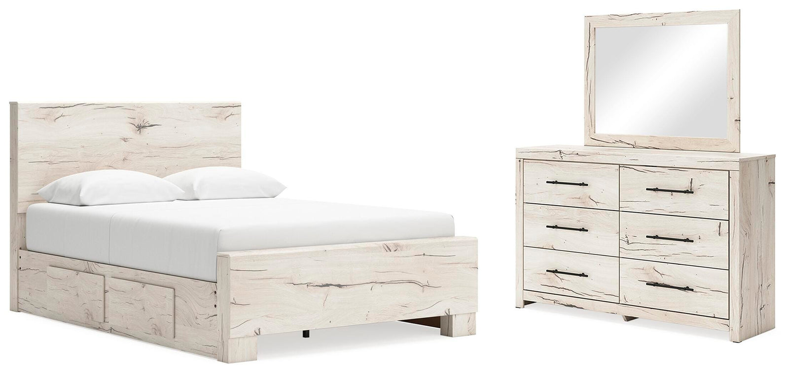 Lawroy Panel Bed with Storage, Dresser and Mirror - Light Natural  (B2310-SI) - Image 2